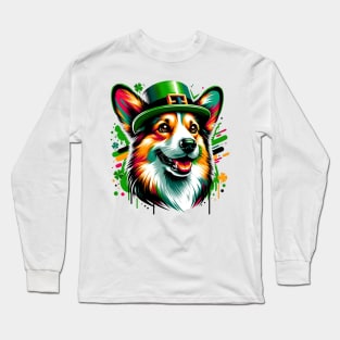 Cardigan Welsh Corgi in Saint Patrick's Day Festivity Long Sleeve T-Shirt